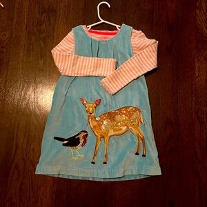 Mini Boden velvet dress with pointelle shirt for under